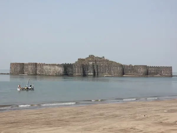The sea walls of Murud-Janjira fort off Murud
