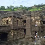 The Kailasa temple (Cave 16) at Ellora, carved down out of a single rock
