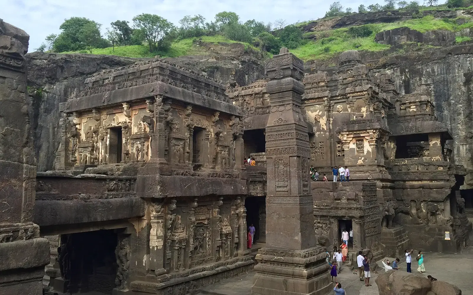 The Kailasa temple (Cave 16) at Ellora, carved down out of a single rock