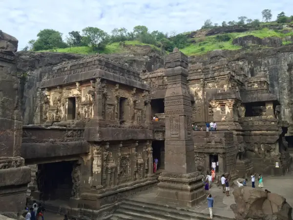 The Kailasa temple (Cave 16) at Ellora, carved down out of a single rock