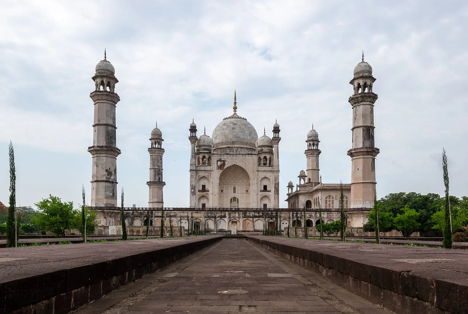 Bibi Ka Maqbara, the 17th-century ‘Taj of the Deccan’, seen across its garden and water channels