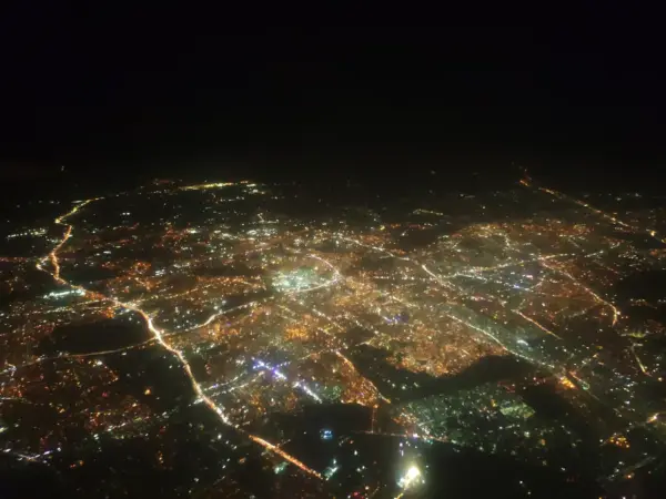 Skyline view of Kempegowda International Airport just before arrival