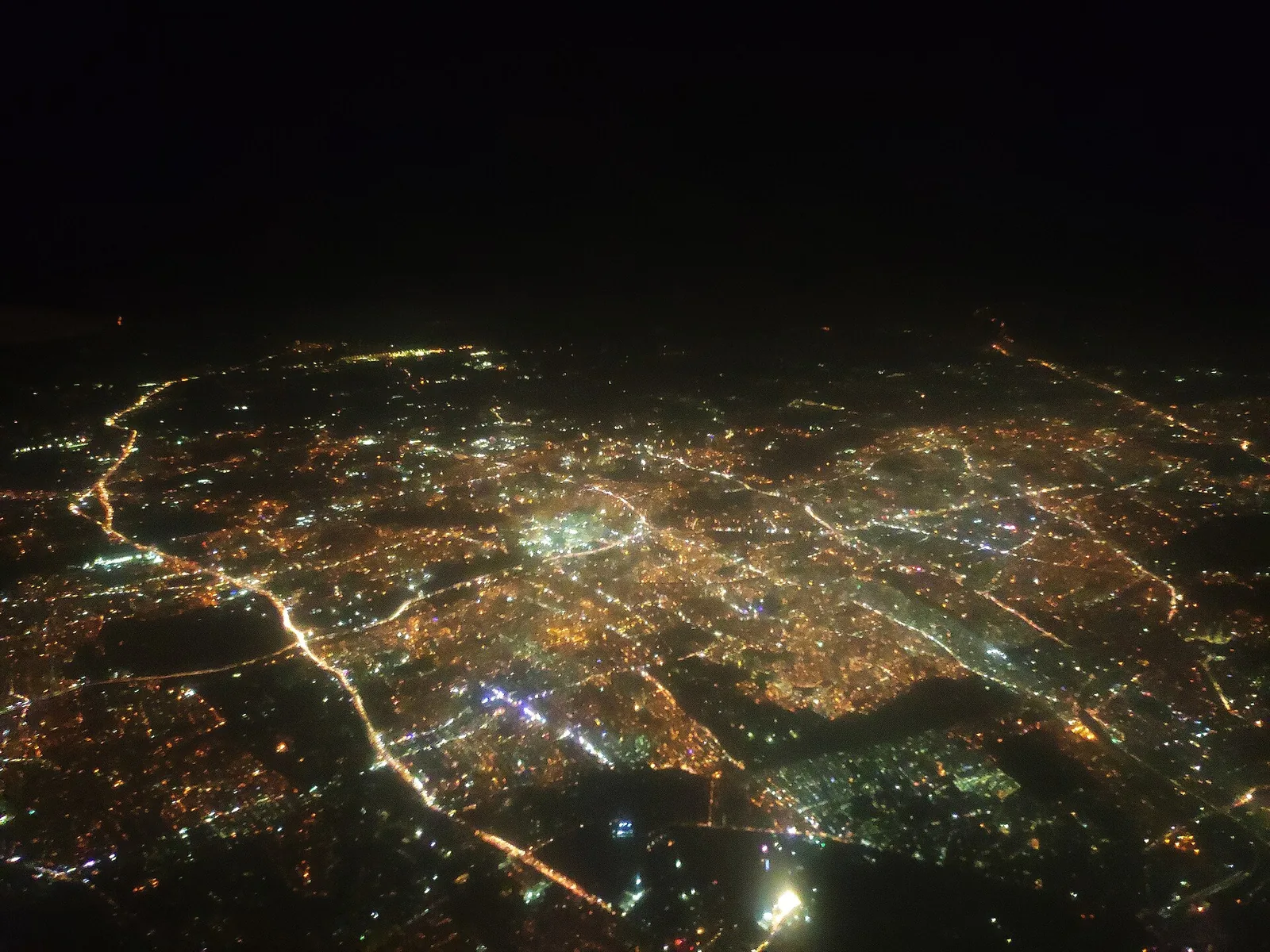 Skyline view of Kempegowda International Airport just before arrival