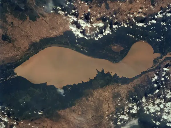 Satellite view of the Tonle Sap lake in Cambodia