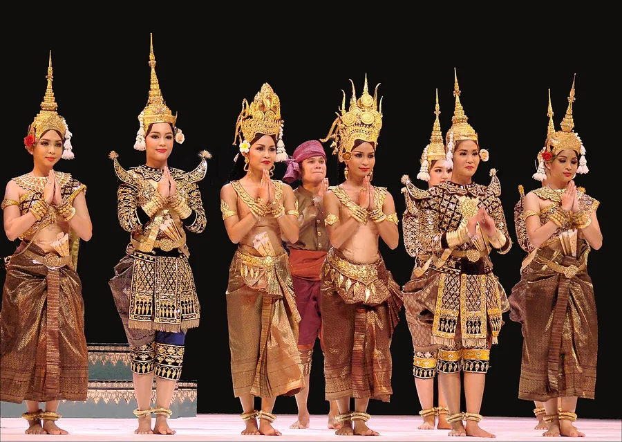 Dancers of the Royal Ballet of Cambodia in traditional Apsara costume