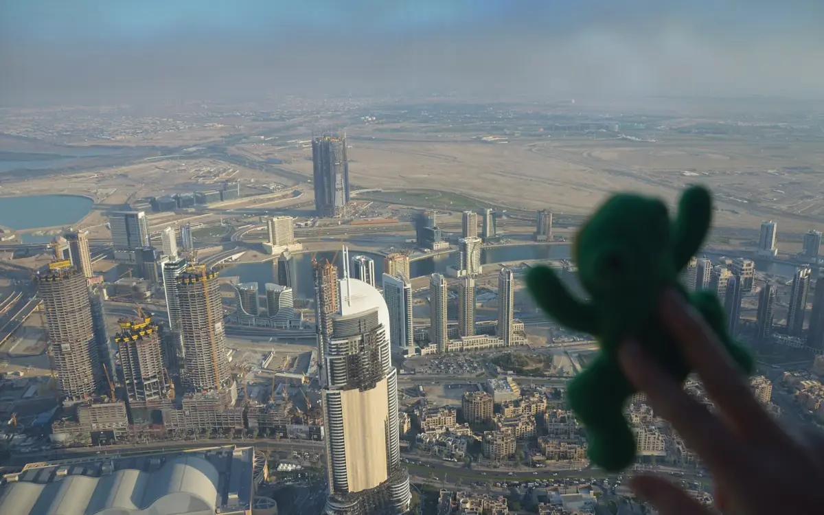 Wide view of Dubai cityscape with skyscrapers