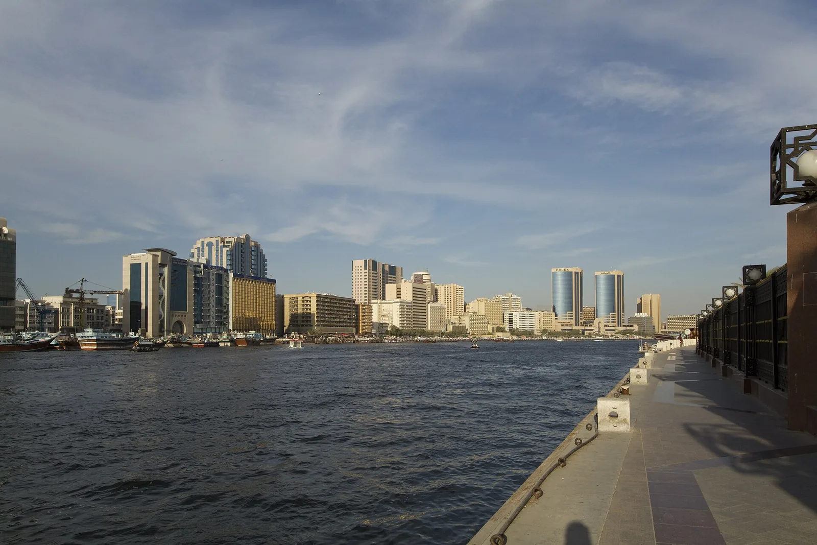 Dubai Creek in Bur Dubai with traditional souk houses