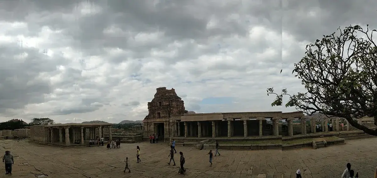 UNESCO Hampi site showing a cluster of Vijayanagara monuments