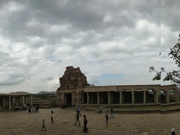 UNESCO Hampi site showing a cluster of Vijayanagara monuments