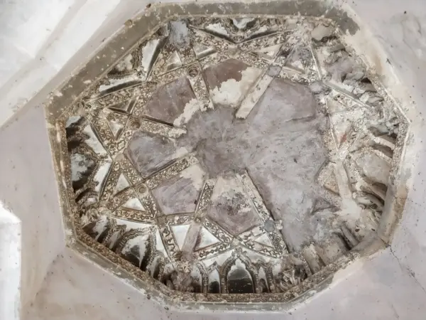Carved octagonal ceiling of the Queen's Bath, Hampi