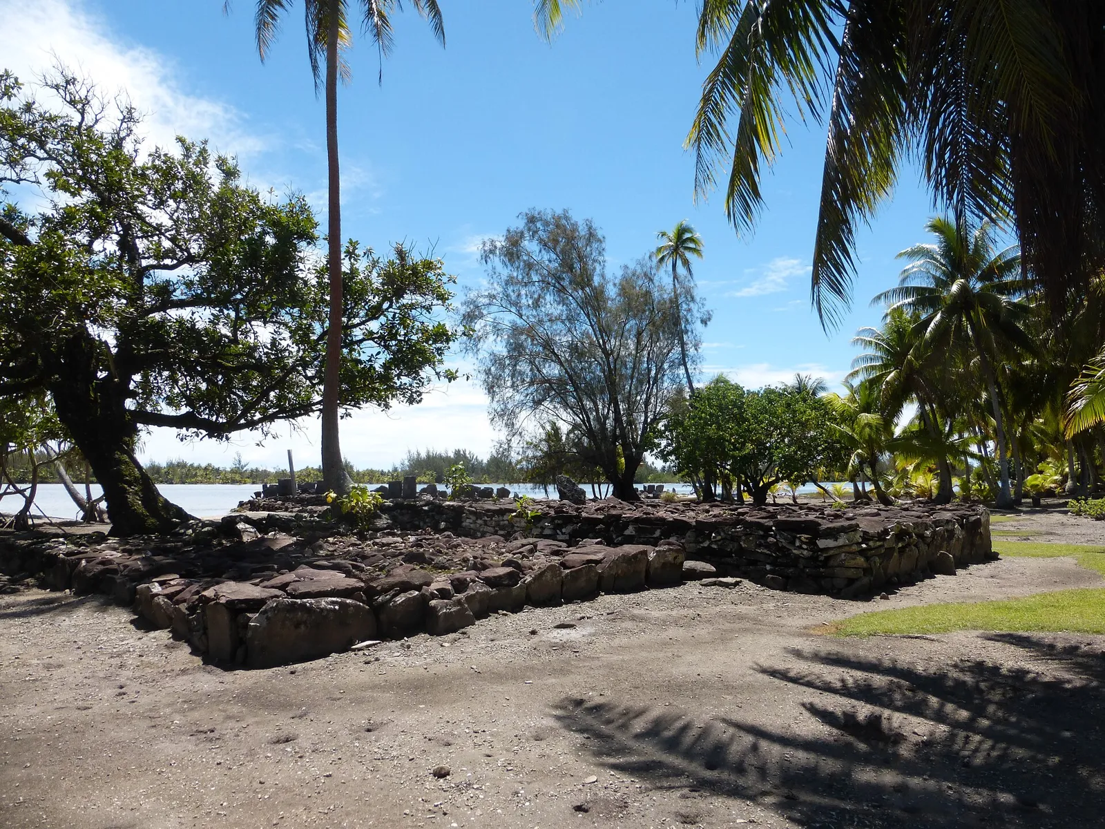 Restored stone marae at Maeva on Huahine Nui