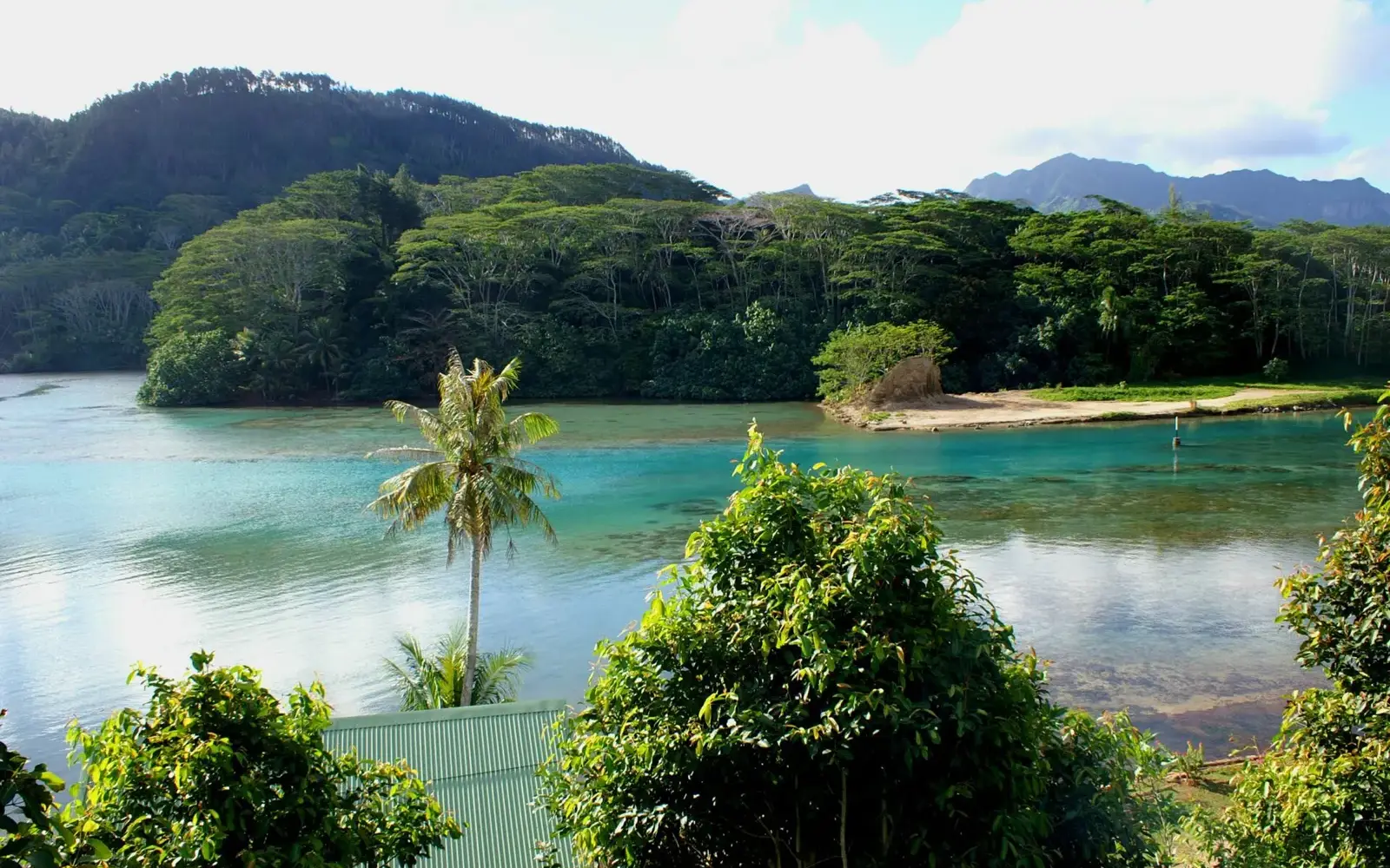 The channel between Huahine Nui and Huahine Iti at Maroe Bay