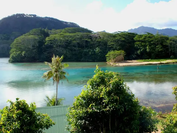 The channel between Huahine Nui and Huahine Iti at Maroe Bay