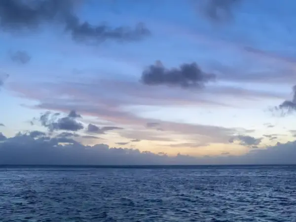Dusk over the Pacific off Huahine