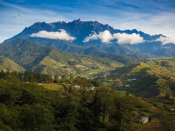 Mount Kinabalu in Sabah on a clear morning