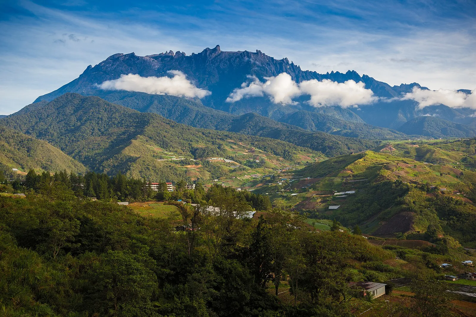Mount Kinabalu in Sabah on a clear morning